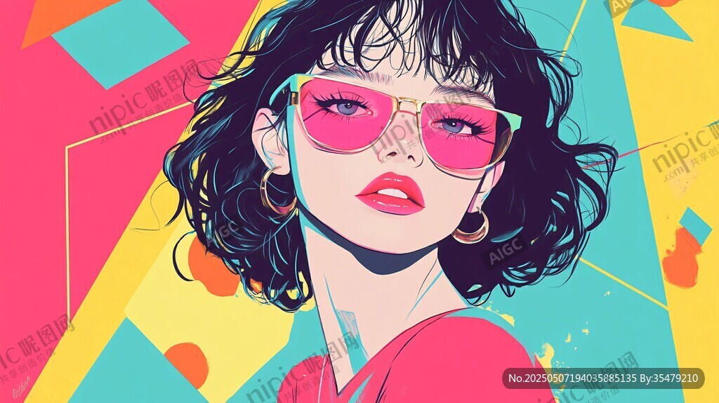 時尚酷女孩插畫形象