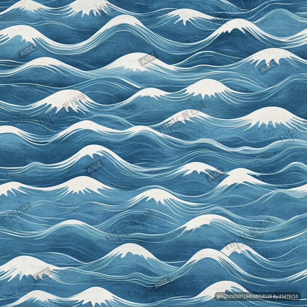 藍白海浪無縫圖案紋理