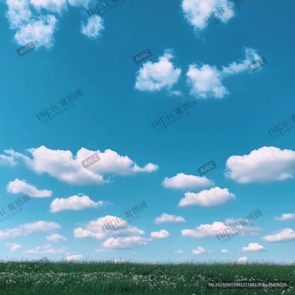 藍天草地間的白云美景