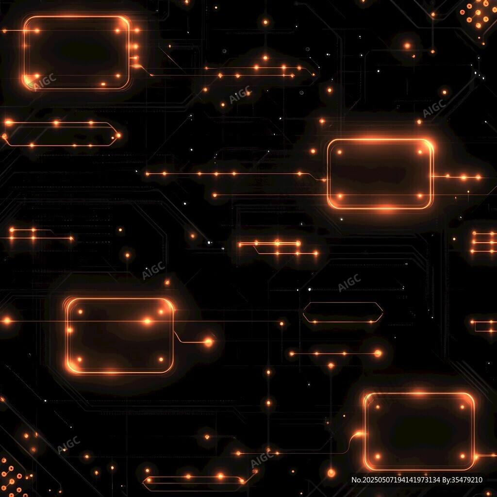 科技感橙色發(fā)光電路背景圖