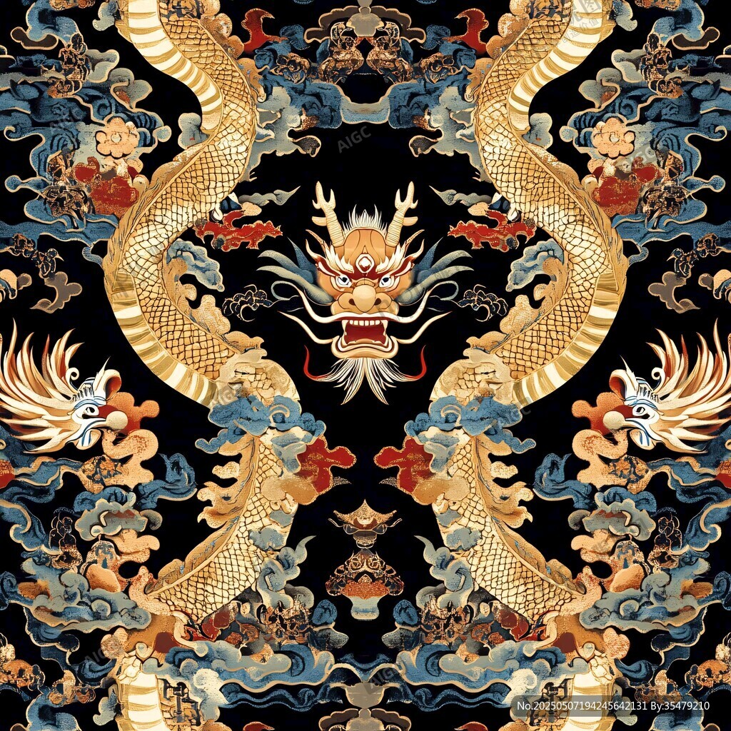 中式雙龍戲珠傳統(tǒng)紋樣