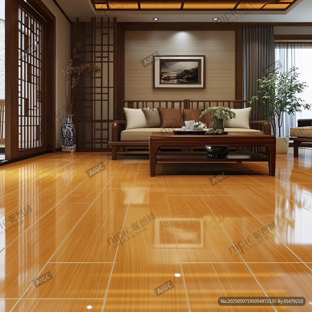 中式風(fēng)格客廳地板裝飾效果