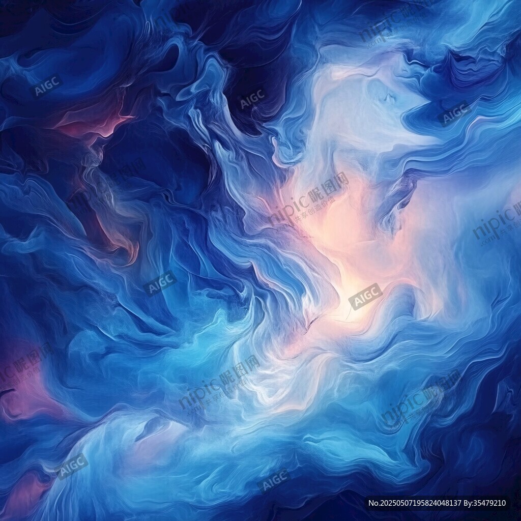 夢幻藍色流體藝術背景圖