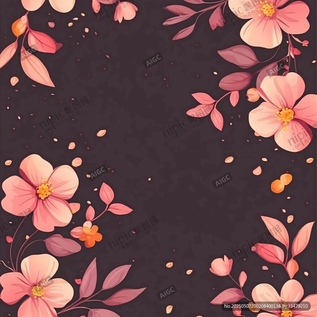 深色背景的柔美花卉圖案