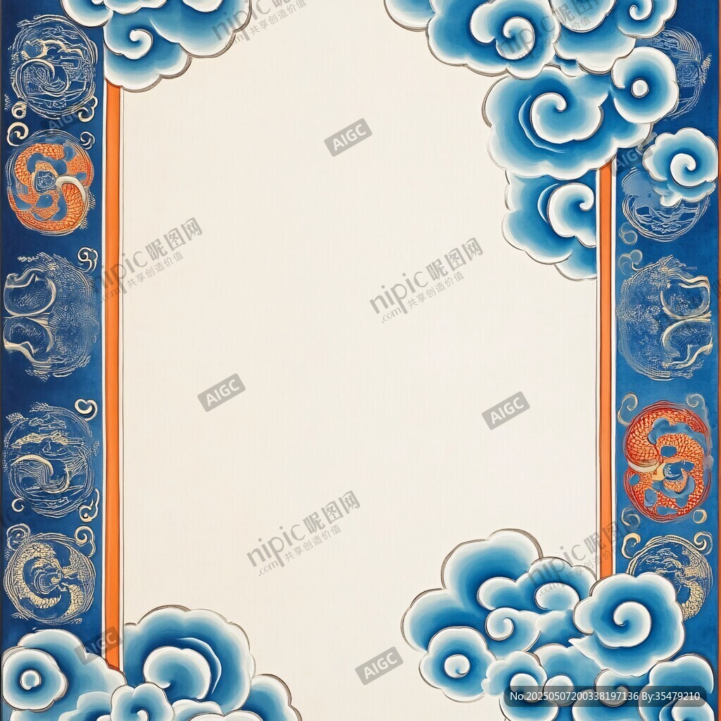 中式云紋邊框古風背景圖