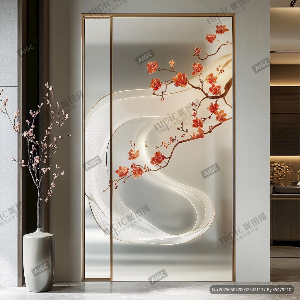中式梅花屏風(fēng) 優(yōu)雅室內(nèi)景致