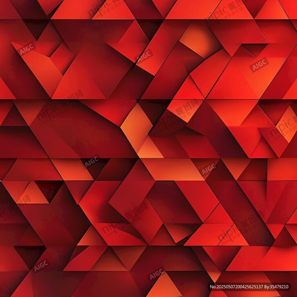 紅色幾何立體拼接背景圖