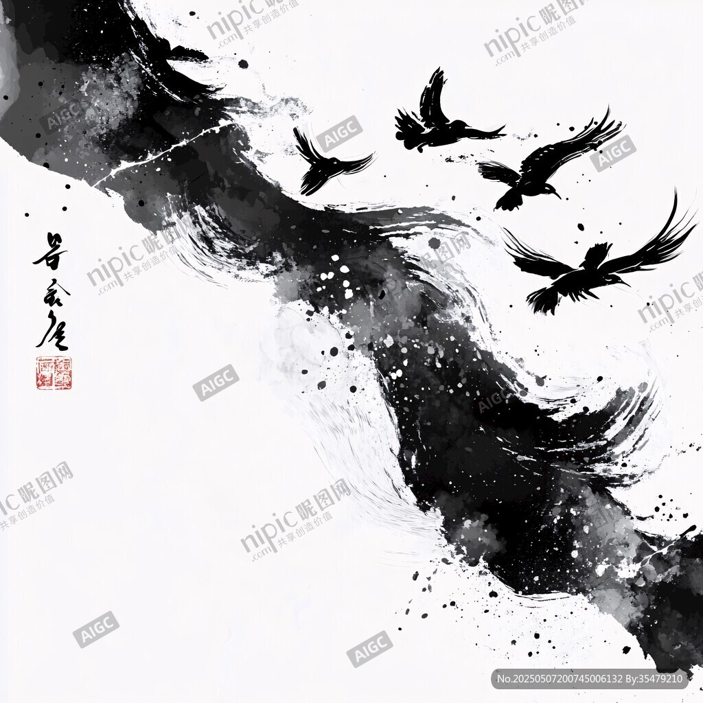 墨韻飛鳥(niǎo)圖