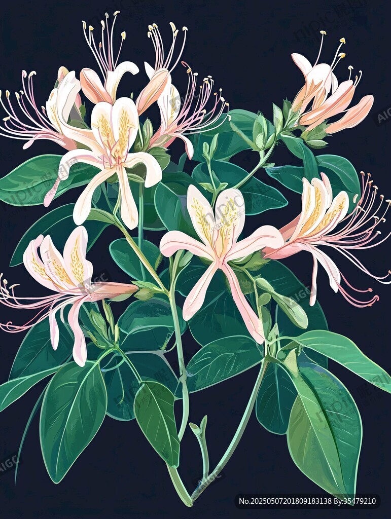 淡雅金銀花插畫(huà)