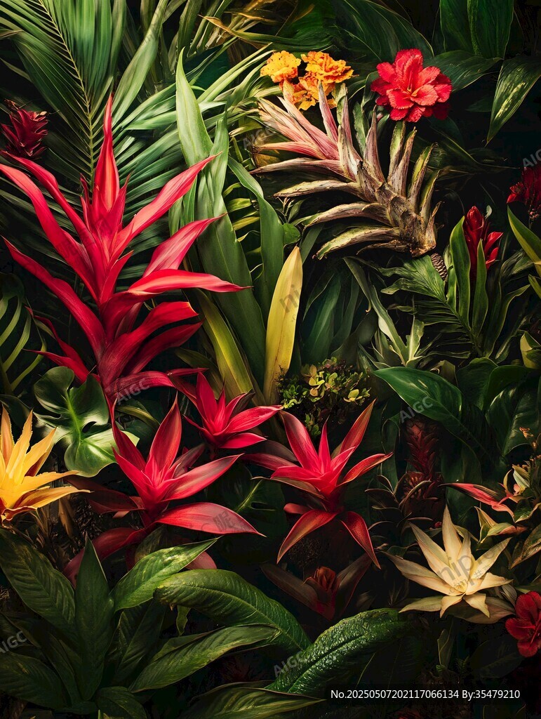 熱帶繽紛花卉綠植景觀