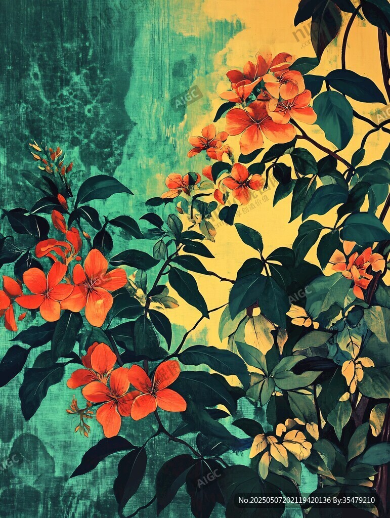 橙花綠葉繪就自然美景