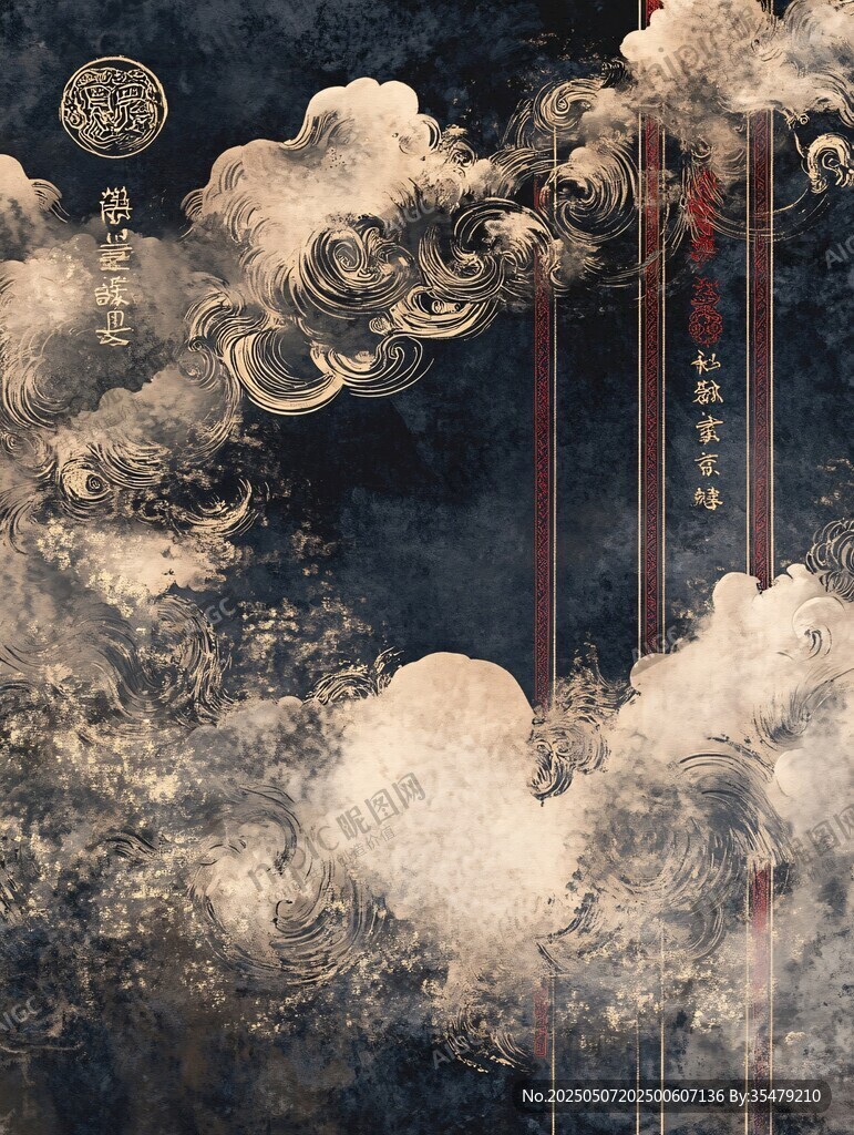 古風(fēng)云海中式意境背景圖