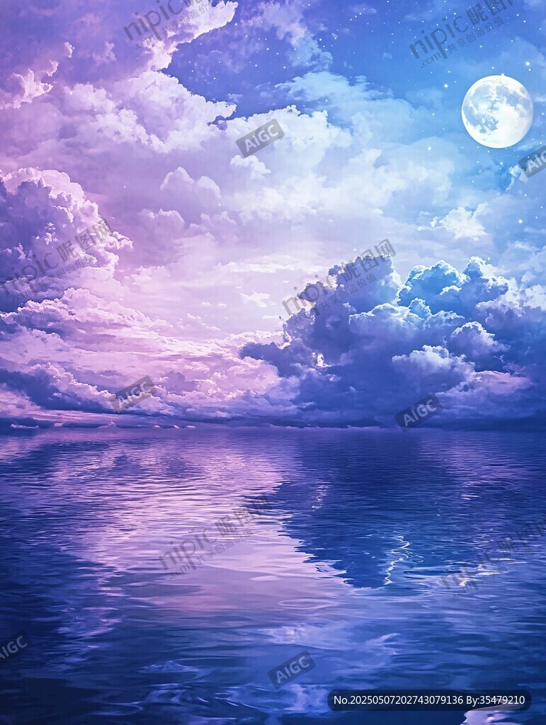 夢(mèng)幻月夜下的靜謐湖景