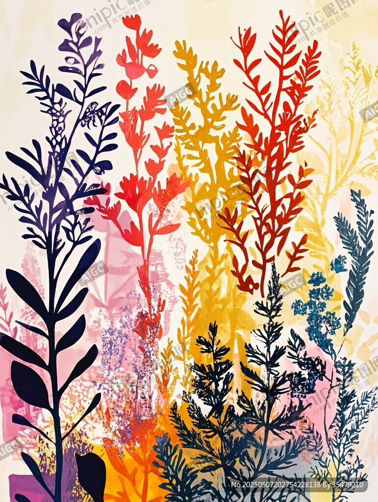 多彩植物插畫