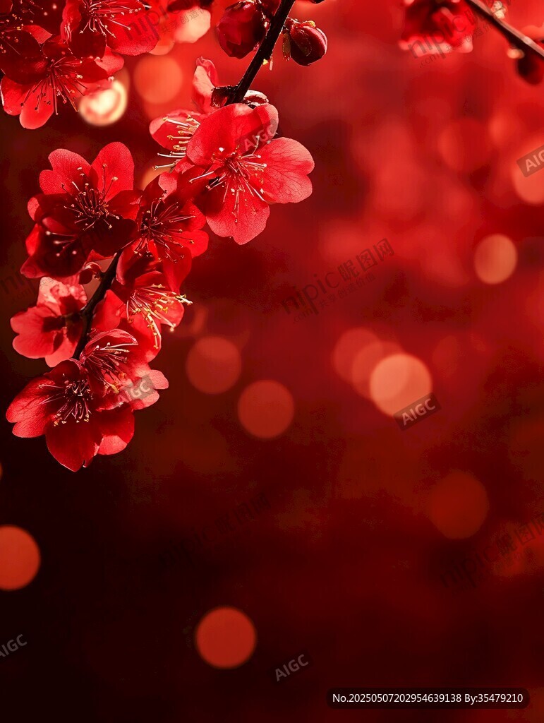紅梅綻放 光影絢爛