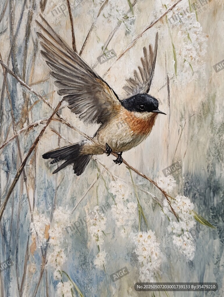 枝頭飛鳥圖