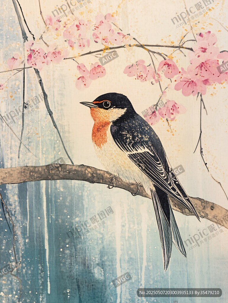 枝頭春燕圖