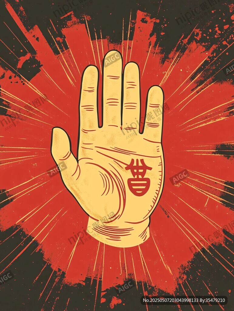 手掌上的梵文符號(hào)插畫(huà)