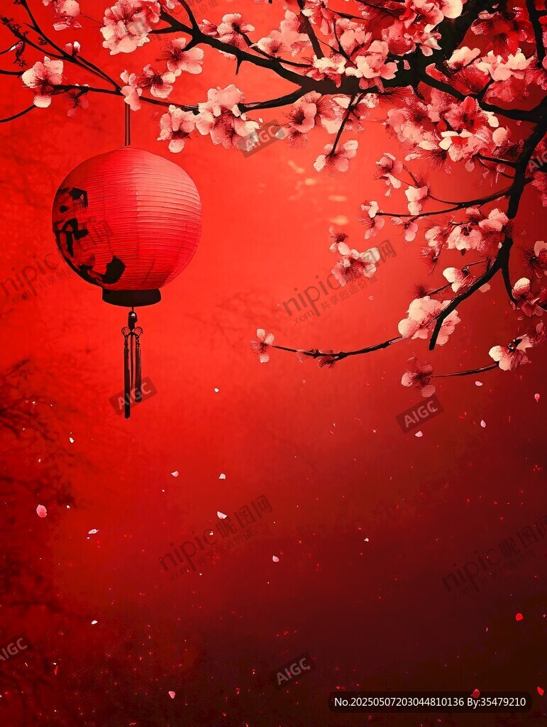 紅梅懸燈賀新春