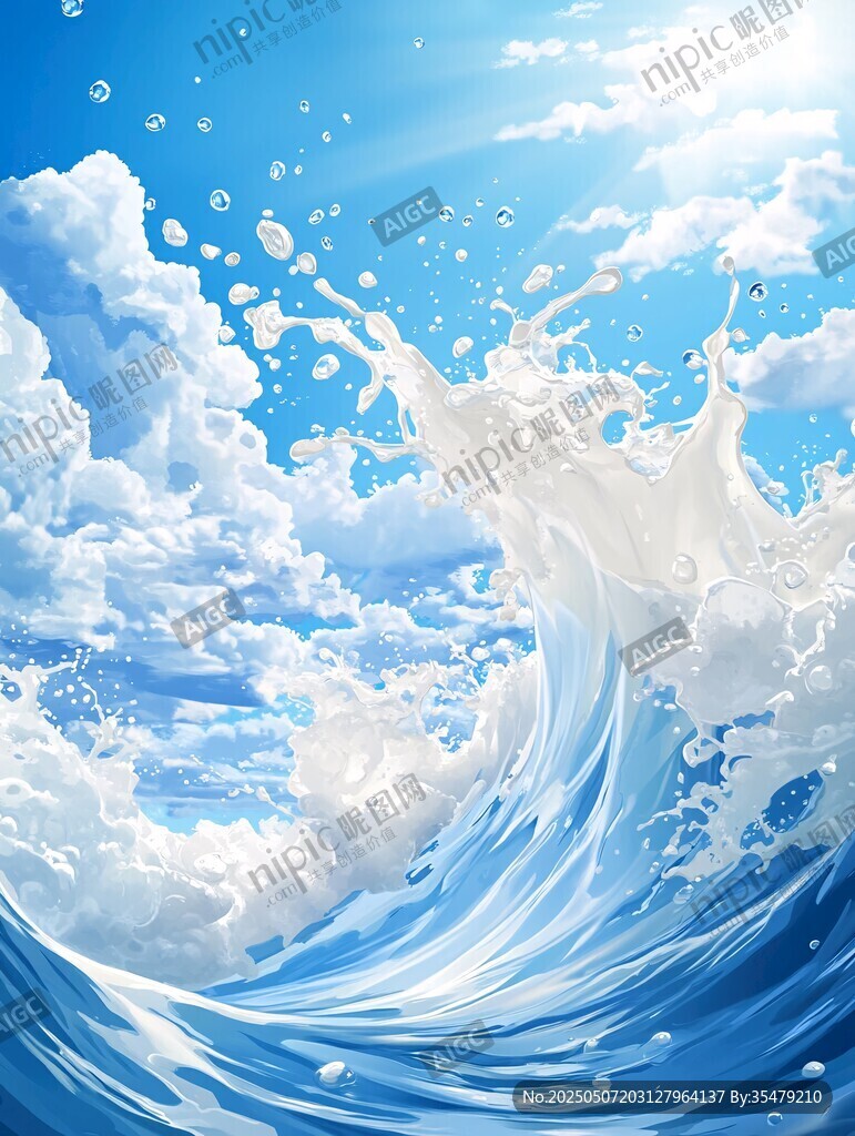 藍(lán)色牛奶海浪夢(mèng)幻天空景