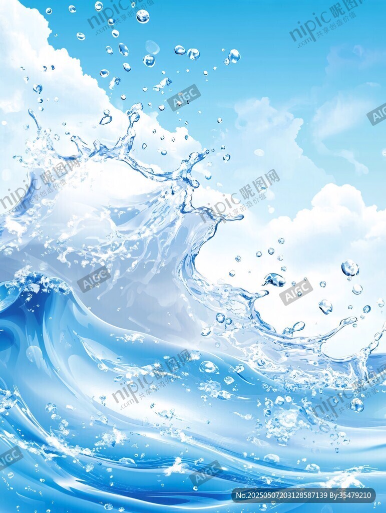 藍色水花躍動的清涼畫面