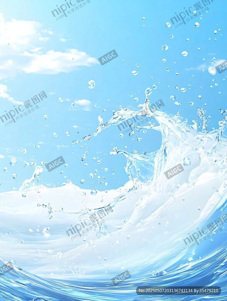 浪花飛濺的清爽藍(lán)色水面