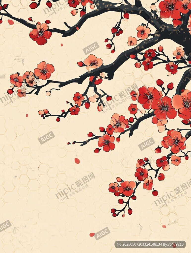 紅梅綻放古韻風