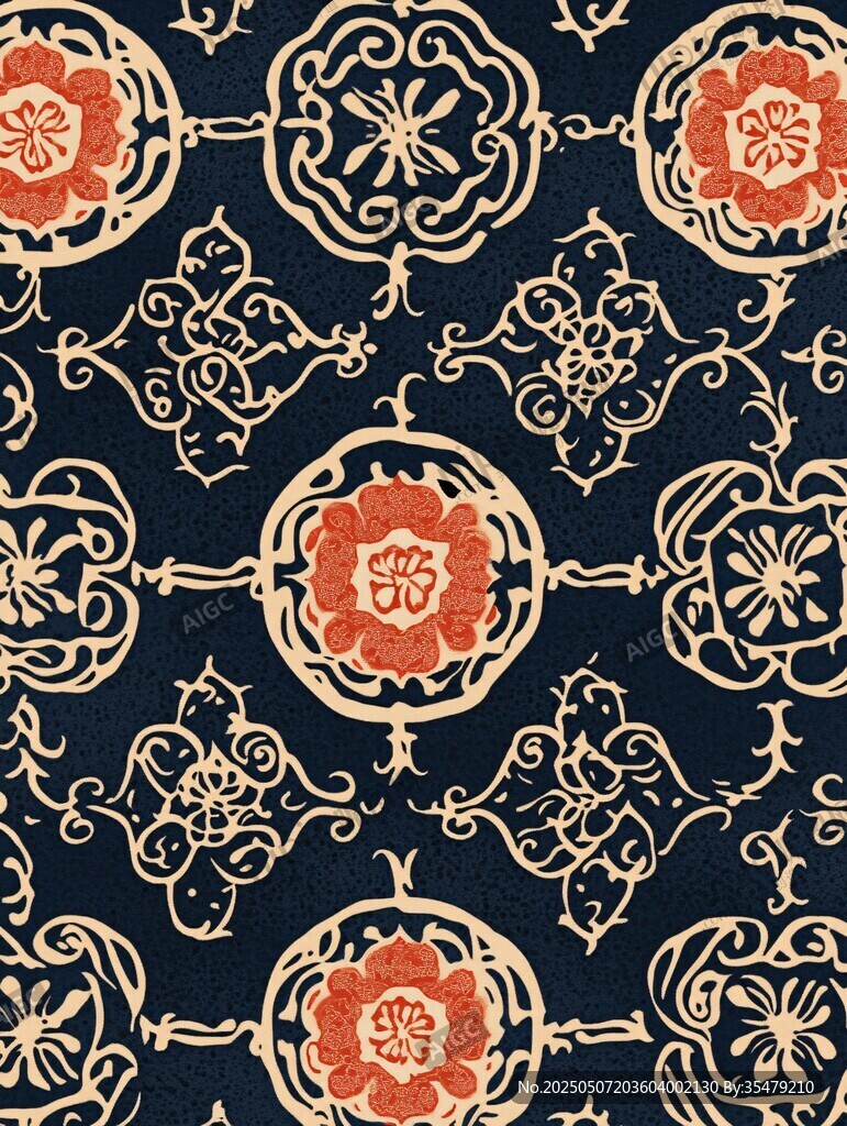 中式傳統(tǒng)花卉幾何紋圖案