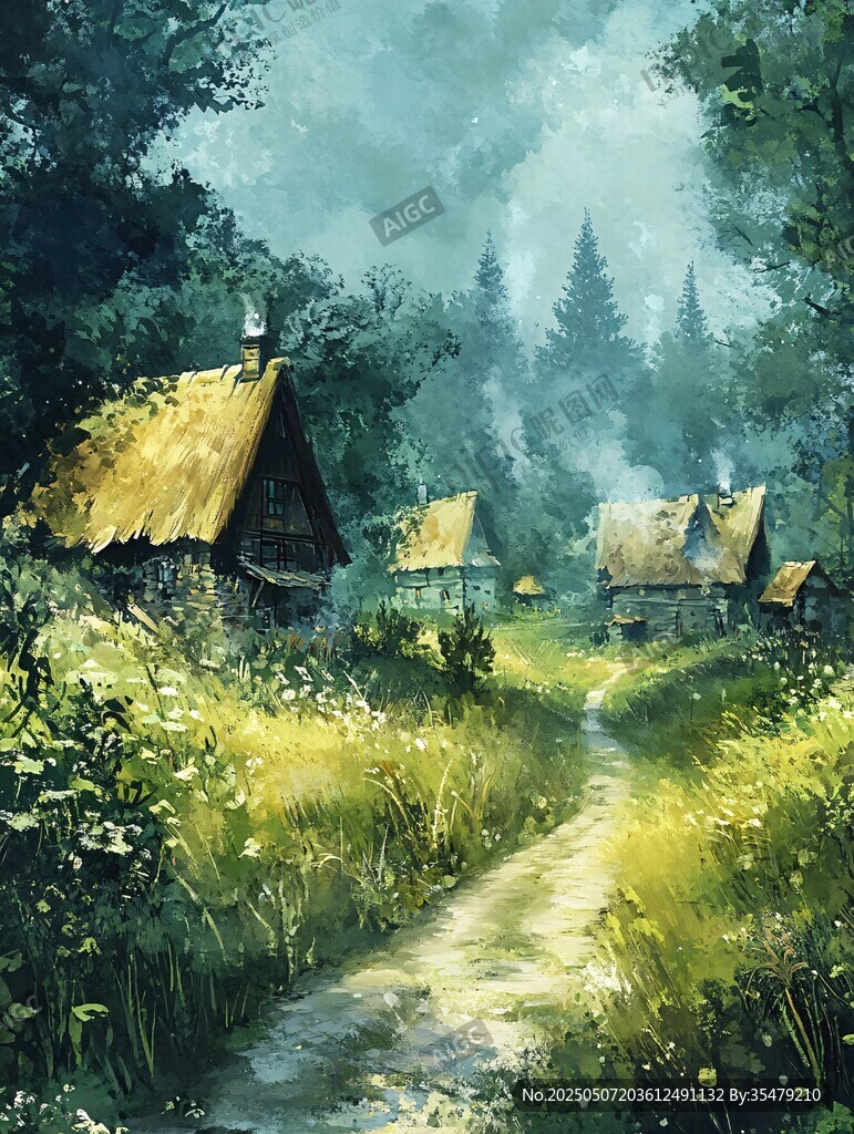 林間草屋小徑的靜謐風(fēng)光