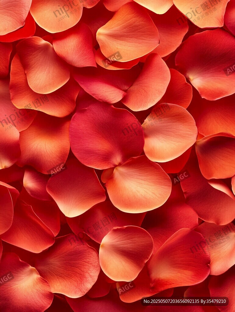 浪漫紅玫瑰花瓣鋪滿畫面