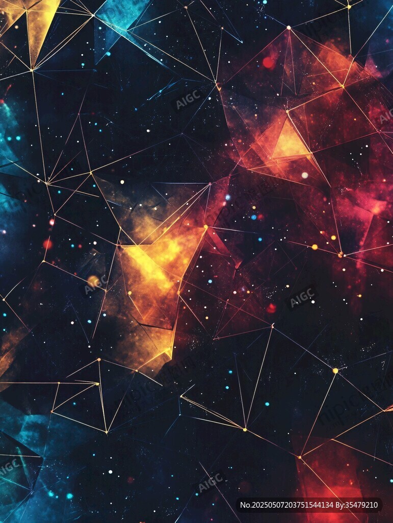 夢幻星空幾何抽象背景圖
