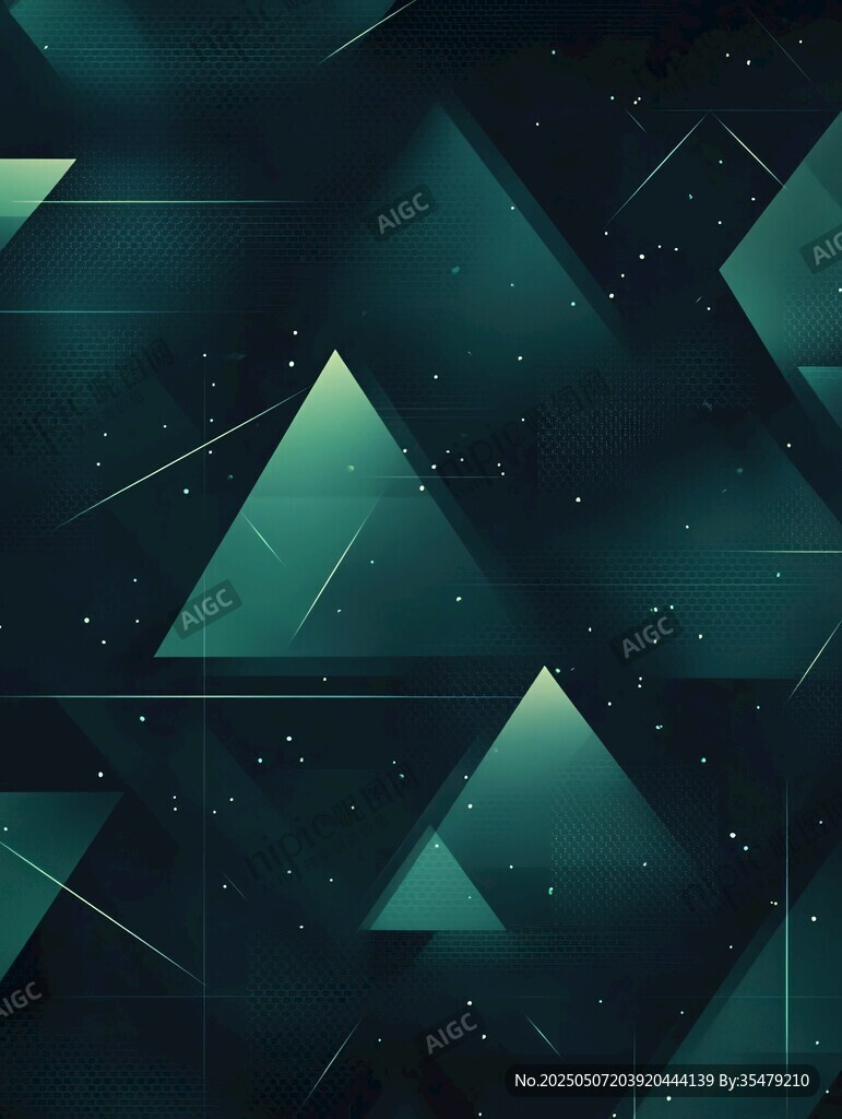 深綠三角幾何星空背景圖