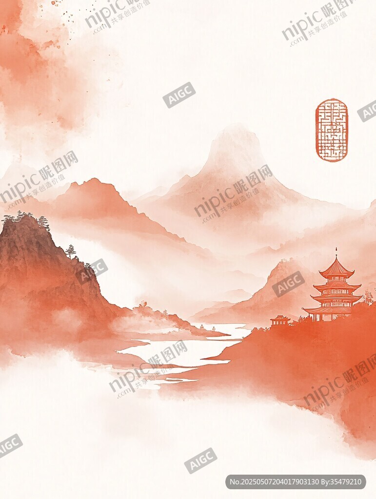 水墨山水間的古韻建筑