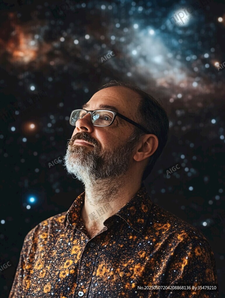男子凝望絢爛星空遐想