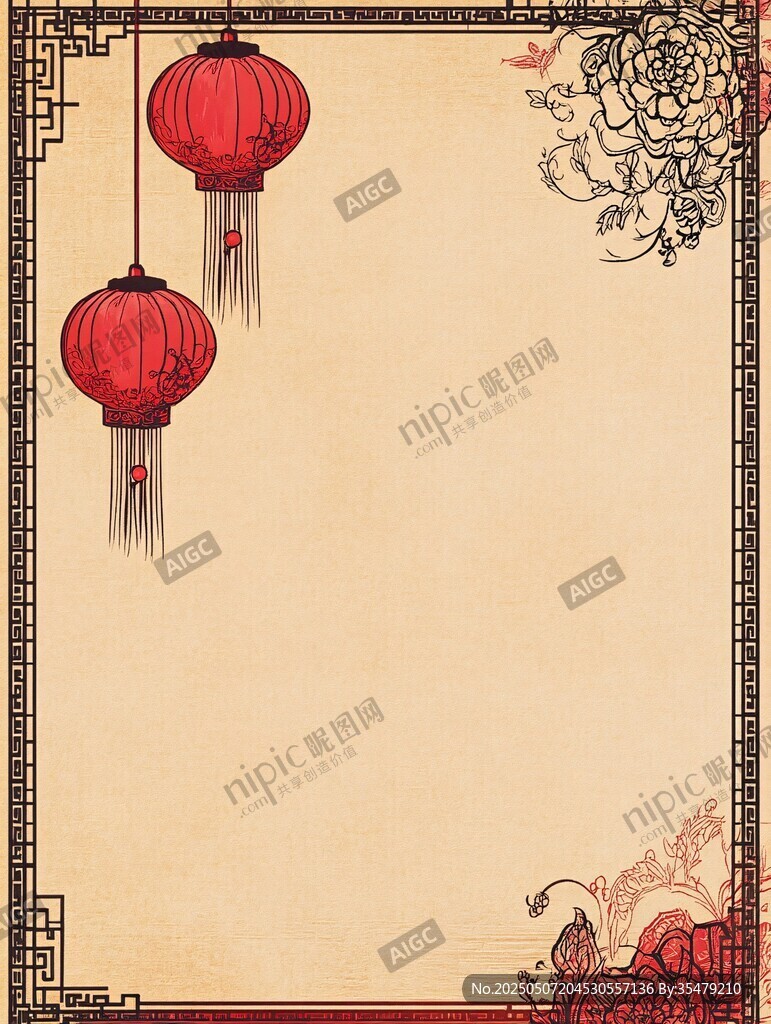 中式燈籠邊框背景圖