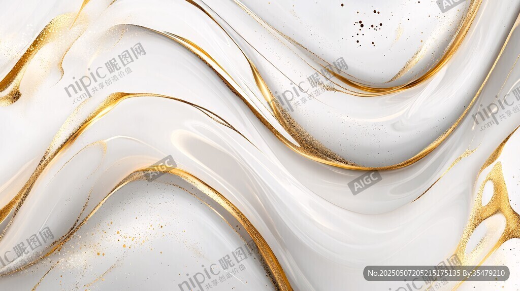 白色背景上的金色流體紋理