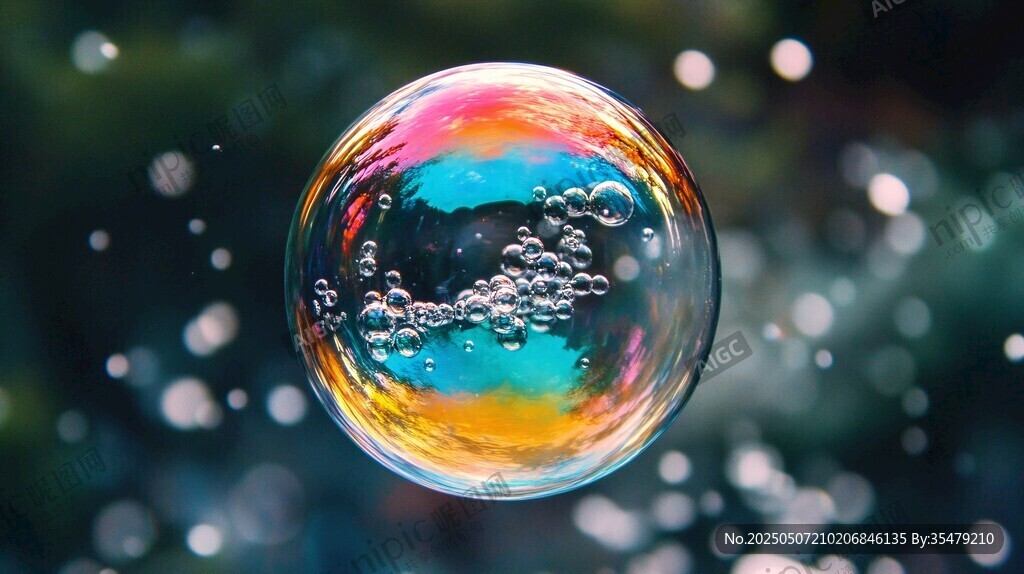 夢幻彩色泡泡懸浮瞬間