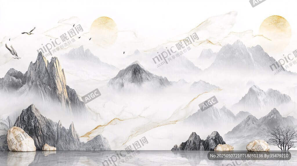 水墨山水間的詩意自然景觀