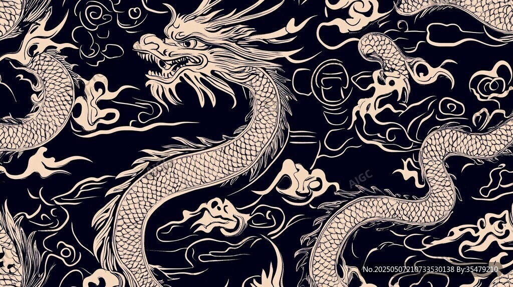 中式龍紋傳統圖案設計