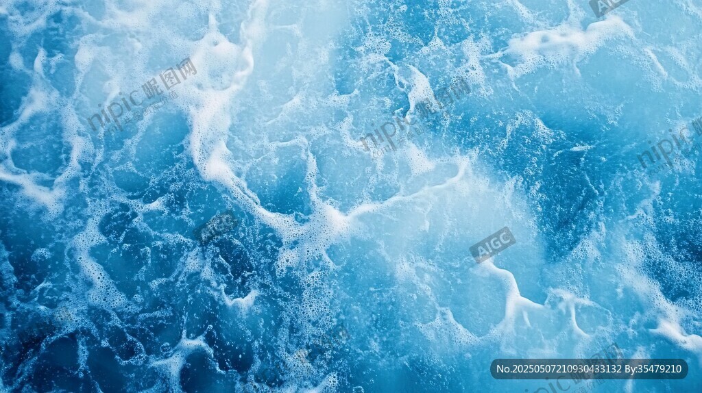 藍色海洋浪花特寫