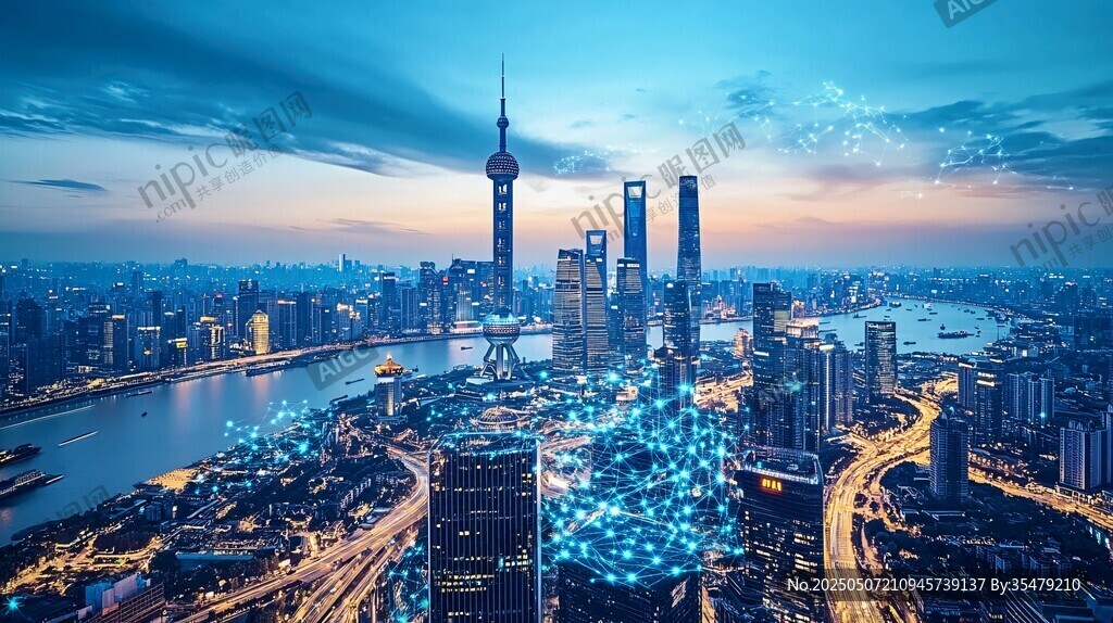 上海城市夜景與科技融合