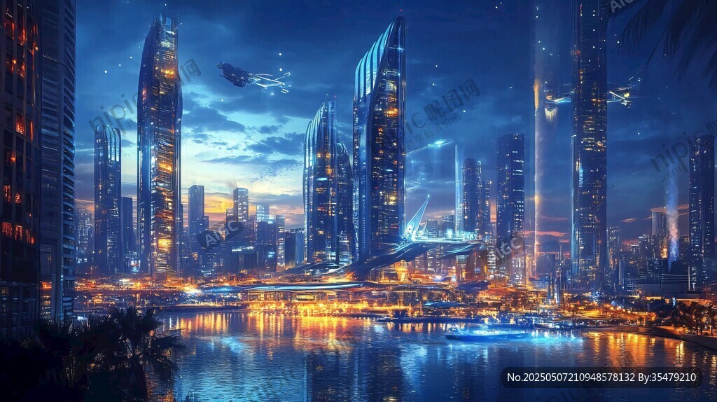 未來都市夜景科幻視覺盛宴