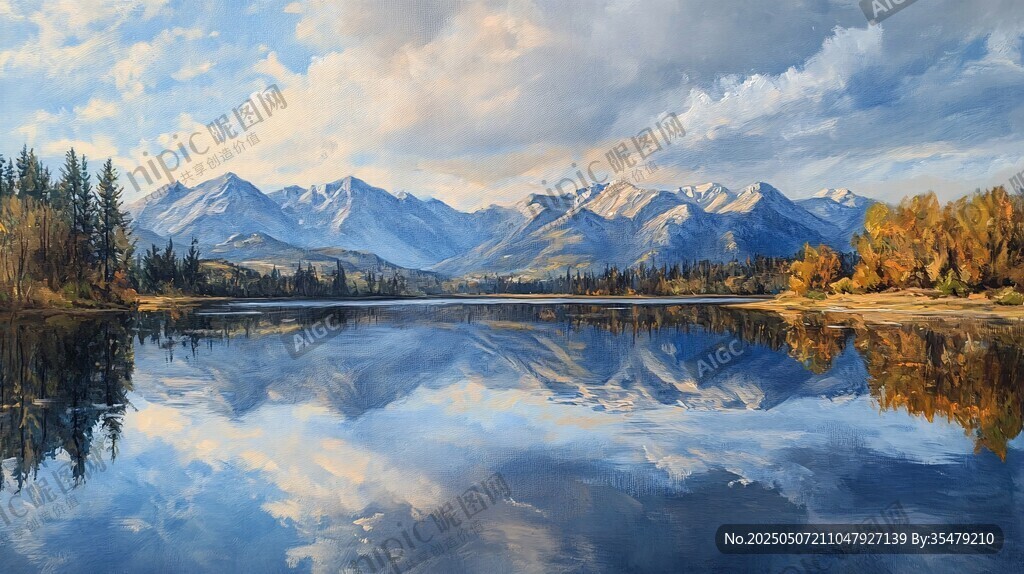 秋日湖山美景