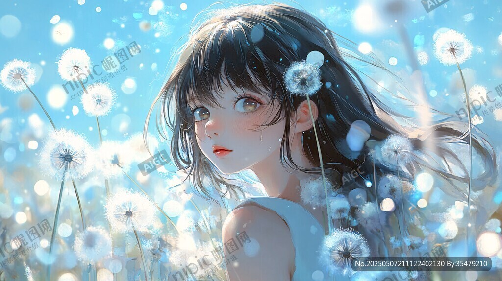 夢(mèng)幻蒲公英中的唯美少女