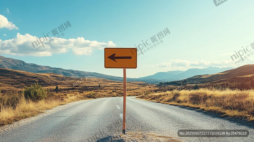 曠野之路的方向指引牌