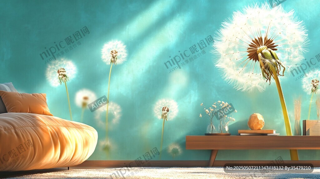 夢幻蒲公英墻飾室內(nèi)美景
