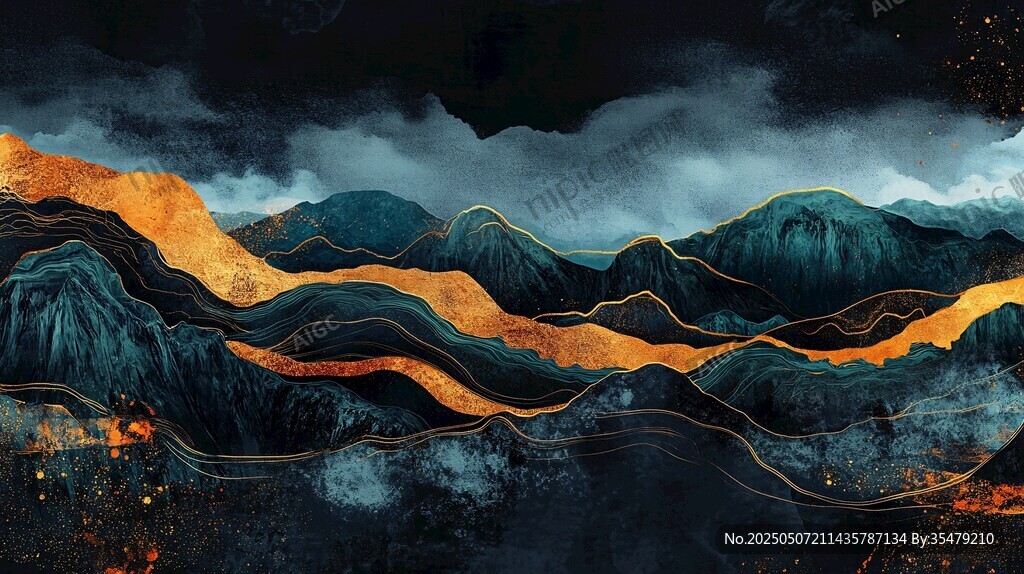 夢幻山巒夜色景觀