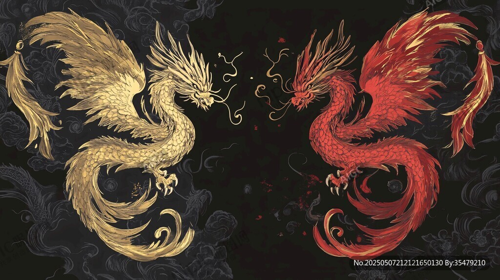 雙生龍鳳圖