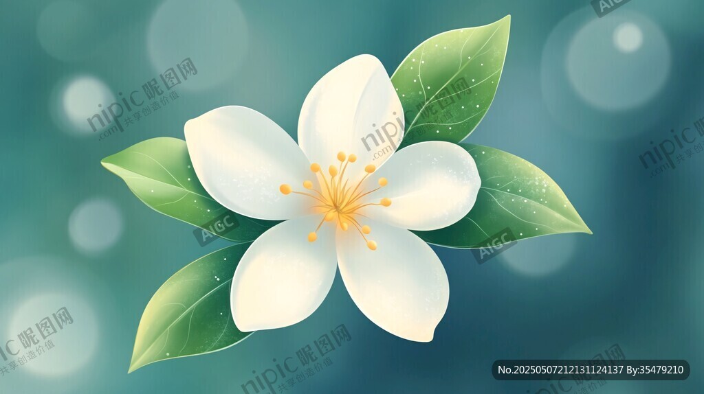 清新白色花朵插畫