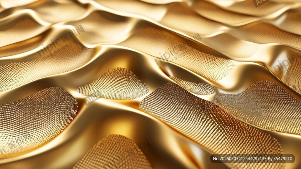 金色波浪紋理 3D 質(zhì)感圖案